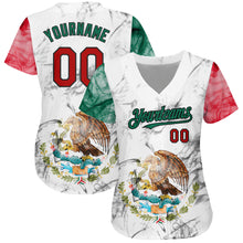 Load image into Gallery viewer, Custom White Red Kelly Green-Black 3D Mexican Flag Authentic Baseball Jersey