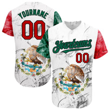 Load image into Gallery viewer, Custom White Red Kelly Green-Black 3D Mexican Flag Authentic Baseball Jersey
