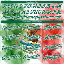 Load image into Gallery viewer, Custom Kelly Green Red-White 3D Mexican Flag Watercolored Splashes Grunge Design Authentic Baseball Jersey