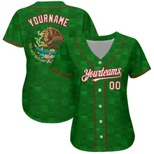 Load image into Gallery viewer, Custom Kelly Green White-Red 3D Mexico Authentic Baseball Jersey