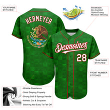 Load image into Gallery viewer, Custom Kelly Green White-Red 3D Mexico Authentic Baseball Jersey