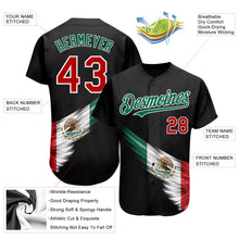 Load image into Gallery viewer, Custom Black Red-Kelly Green 3D The Abstract Wing With Mexican Flag Authentic Baseball Jersey