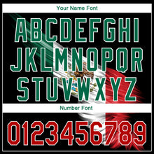 Load image into Gallery viewer, Custom Black Red-Kelly Green 3D The Abstract Wing With Mexican Flag Authentic Baseball Jersey
