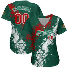 Load image into Gallery viewer, Custom Kelly Green Red-White 3D Mexico Authentic Baseball Jersey