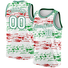 Load image into Gallery viewer, Custom White Kelly Green-Red 3D Mexico Authentic Basketball Jersey