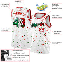 Load image into Gallery viewer, Custom White Mexican Flag Red-Kelly Green-Black 3D Authentic Basketball Jersey