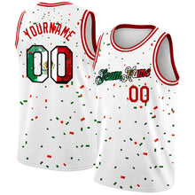 Load image into Gallery viewer, Custom White Mexican Flag Red-Kelly Green-Black 3D Authentic Basketball Jersey