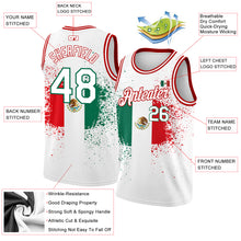 Load image into Gallery viewer, Custom White Kelly Green-Red 3D Mexican Flag Authentic Basketball Jersey