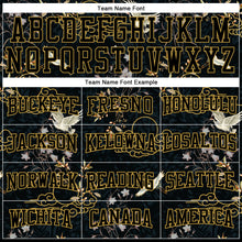 Load image into Gallery viewer, Custom Stitched Black Old Gold 3D Pattern Design Heron And Flower Sports Pullover Sweatshirt Hoodie