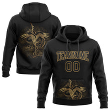 Load image into Gallery viewer, Custom Stitched Black Old Gold 3D Pattern Design Heron Sports Pullover Sweatshirt Hoodie