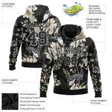 Load image into Gallery viewer, Custom Stitched Black Gray 3D Pattern Design Heron And Flower Sports Pullover Sweatshirt Hoodie