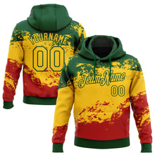 Load image into Gallery viewer, Custom Stitched Green Yellow-Red 3D Pattern Design Black History Month Sports Pullover Sweatshirt Hoodie