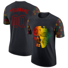 Load image into Gallery viewer, Custom Black Red 3D Pattern Design Black History Month Africa Safari Performance T-Shirt