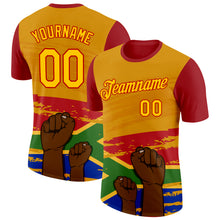 Load image into Gallery viewer, Custom Yellow Red 3D Pattern Design Black History Month Performance T-Shirt