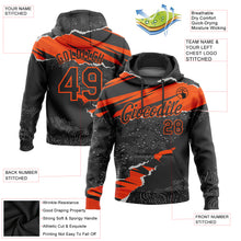 Load image into Gallery viewer, Custom Stitched Black Orange 3D Pattern Design Torn Paper Style Sports Pullover Sweatshirt Hoodie