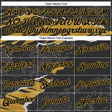 Load image into Gallery viewer, Custom Stitched Black Old Gold 3D Pattern Design Torn Paper Style Sports Pullover Sweatshirt Hoodie