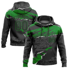 Load image into Gallery viewer, Custom Stitched Black Grass Green 3D Pattern Design Torn Paper Style Sports Pullover Sweatshirt Hoodie