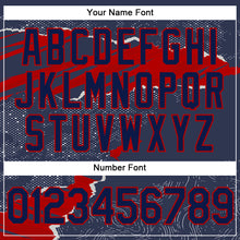 Load image into Gallery viewer, Custom Stitched Navy Red 3D Pattern Design Torn Paper Style Sports Pullover Sweatshirt Hoodie