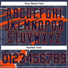 Load image into Gallery viewer, Custom Stitched Navy Orange 3D Pattern Design Torn Paper Style Sports Pullover Sweatshirt Hoodie