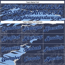 Load image into Gallery viewer, Custom Stitched Navy Light Blue 3D Pattern Design Torn Paper Style Sports Pullover Sweatshirt Hoodie