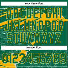 Load image into Gallery viewer, Custom Stitched Kelly Green Gold 3D Pattern Design Torn Paper Style Sports Pullover Sweatshirt Hoodie