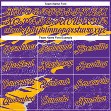 Load image into Gallery viewer, Custom Stitched Purple Gold 3D Pattern Design Torn Paper Style Sports Pullover Sweatshirt Hoodie