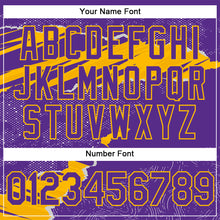 Load image into Gallery viewer, Custom Stitched Purple Gold 3D Pattern Design Torn Paper Style Sports Pullover Sweatshirt Hoodie