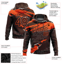 Load image into Gallery viewer, Custom Stitched Brown Orange 3D Pattern Design Torn Paper Style Sports Pullover Sweatshirt Hoodie
