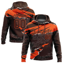Load image into Gallery viewer, Custom Stitched Brown Orange 3D Pattern Design Torn Paper Style Sports Pullover Sweatshirt Hoodie