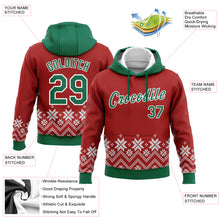 Load image into Gallery viewer, Custom Stitched Red Kelly Green-White Christmas Snowflakes 3D Sports Pullover Sweatshirt Hoodie