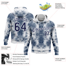 Load image into Gallery viewer, Custom Stitched Tie Dye Navy-White 3D Abstract Style Sports Pullover Sweatshirt Hoodie