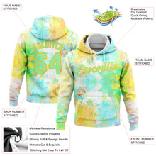 Load image into Gallery viewer, Custom Stitched Tie Dye Pea Green-Yellow 3D Watercolor Sports Pullover Sweatshirt Hoodie