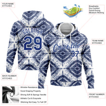 Load image into Gallery viewer, Custom Stitched Tie Dye Royal-White 3D Watercolor Shibori Style Sports Pullover Sweatshirt Hoodie