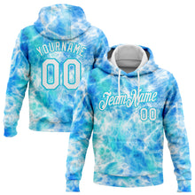 Load image into Gallery viewer, Custom Stitched Tie Dye White-Sky Blue 3D Abstract Style Sports Pullover Sweatshirt Hoodie