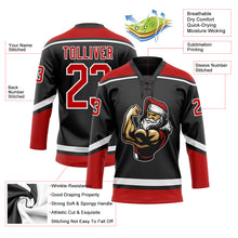 Load image into Gallery viewer, Custom Black Red-White Christmas Santa Claus 3D Hockey Lace Neck Jersey