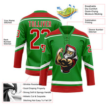Load image into Gallery viewer, Custom Grass Green Red-White Christmas Santa Claus 3D Hockey Lace Neck Jersey
