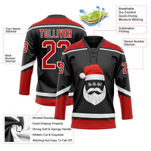 Load image into Gallery viewer, Custom Black Red-White Christmas Santa Claus 3D Hockey Lace Neck Jersey