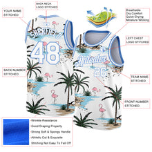 Load image into Gallery viewer, Custom White Light Blue 3D Pattern Tropical Hawaii Palm Trees Authentic Basketball Jersey
