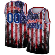 Load image into Gallery viewer, Custom White Royal-Red 3D American Flag Fashion Authentic Basketball Jersey