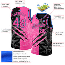 Load image into Gallery viewer, Custom Graffiti Pattern Pink Black-Light Blue 3D Scratch Authentic Basketball Jersey