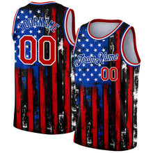 Load image into Gallery viewer, Custom Black Red-Royal 3D American Flag Fashion Authentic Basketball Jersey