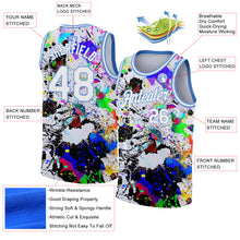 Load image into Gallery viewer, Custom Graffiti Pattern White-Light Blue 3D Grunge Art Authentic Basketball Jersey