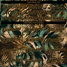 Load image into Gallery viewer, Custom Black Old Gold 3D Pattern Tropical Hawaii Palm Leaves Authentic Basketball Jersey