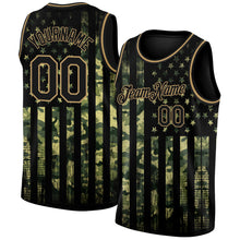 Load image into Gallery viewer, Custom Camo Black-Old Gold 3D American Flag Fashion Authentic Salute To Service Basketball Jersey