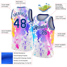 Load image into Gallery viewer, Custom White Royal 3D Pattern Design Watercolor Splash Authentic Basketball Jersey
