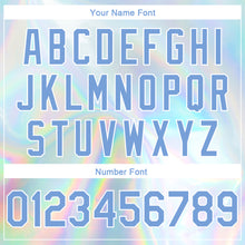 Load image into Gallery viewer, Custom White Light Blue 3D Pattern Design Abstract Trendy Holographic Vaporwave Style Authentic Basketball Jersey