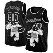 Load image into Gallery viewer, Custom Black White 3D Pattern Design Astronaut Authentic Basketball Jersey
