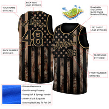 Load image into Gallery viewer, Custom Camo Black-Old Gold 3D American Flag Fashion Authentic Salute To Service Basketball Jersey