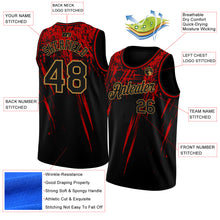 Load image into Gallery viewer, Custom Black Old Gold 3D Pattern Design Authentic Basketball Jersey