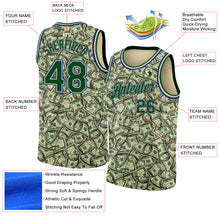 Load image into Gallery viewer, Custom Cream Green-Royal 3D Pattern Design Dollar Authentic Basketball Jersey